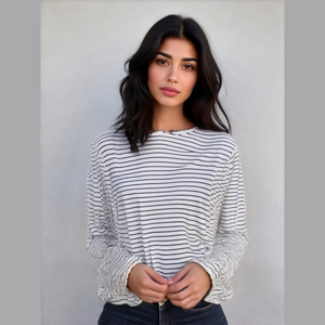 Kayleigh white striped long sleeve ruffle collar blouse, size XL, NWOT